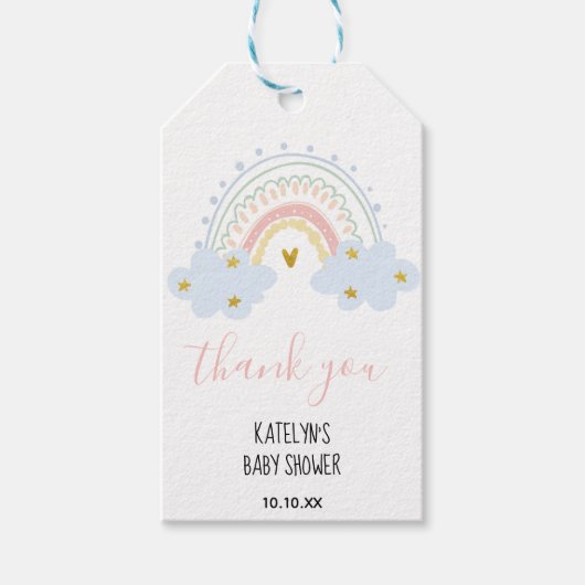 Étiquettes-cadeau Balise Pastel Rainbow Merci (Devant)