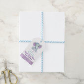 Étiquettes-cadeau Balise Personnalisable Purple Turquoise Elephant M (Avec de laficelle)