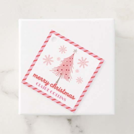 Étiquettes Cadeau Balise Pink Wonderland Christmas Tree Favoriser (En situation)