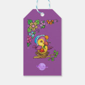 Étiquettes-cadeau Balise Pretty Chick Nesting Flowers Purple EasterG (Dos)