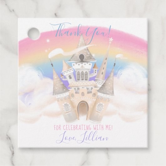 Étiquettes Cadeau Balise Princess Rainbow Merci (Devant)
