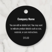 Étiquettes Cadeau Balise Prix Modèle noir et blanc (Dos)