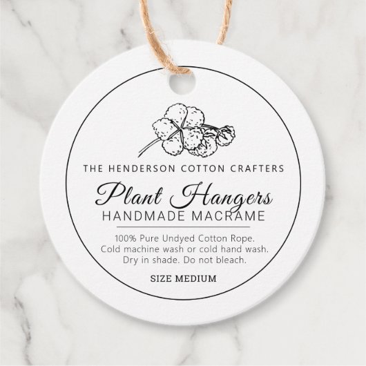Étiquettes Cadeau Balise produit pour cintres plante en coton maison (Devant)