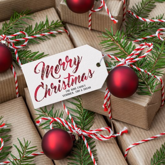 Étiquettes-cadeau Balise Red Plaid Joyeux Noël