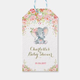 Étiquettes-cadeau Balise Rose Floral Boho Elephant Baby shower Favor