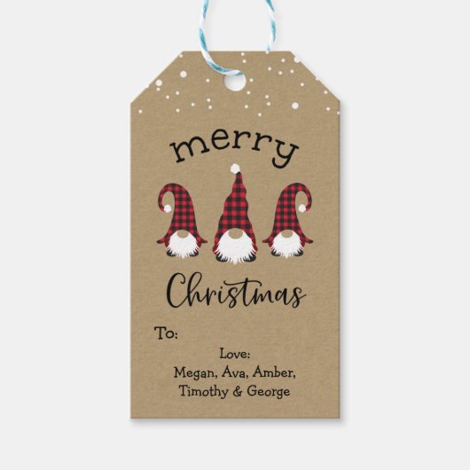Étiquettes-cadeau Balise rouge Gnome Merry (Devant)