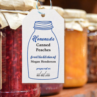 Étiquettes-cadeau Balise rustique Bleue Canne Jar Kraft Hang