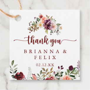 Étiquettes Cadeau Balise Rustique Été Floral Calligraphie Mariage Fa