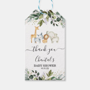 Étiquettes-cadeau Balise Safari Foliage Sexe Baby shower neutre