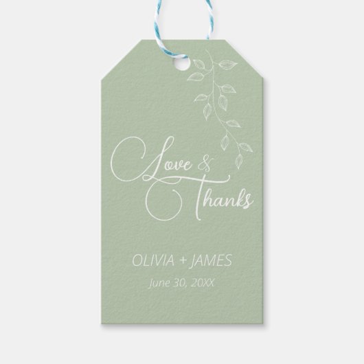 Étiquettes-cadeau Balise Sage Green & Botanical Grand Faveur (Devant)