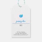 Étiquettes-cadeau Balise Shell Logo Blue Beach Thème White Hang (Dos)
