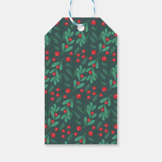 Étiquettes-cadeau Balise simple classique cadeau de Noël floral (Dos)