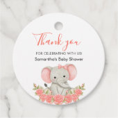 Étiquettes Cadeau Balise Soft Pastel Elephant Baby shower Favoriser (Devant)