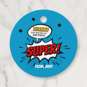 Étiquettes Cadeau Balise Superhero Favor, Balises Superhero Merci