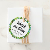 Étiquettes Cadeau Balise Tropical Baby shower Watch Me Grow Plante F (En situation)