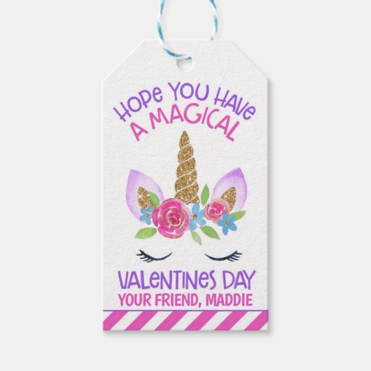 Étiquettes-cadeau Balise Unicorn Magique Valentine Favor (Devant)