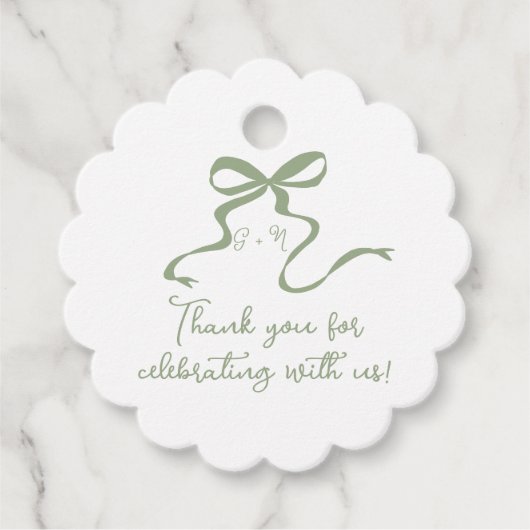 Étiquettes Cadeau Balise Whimsical Sage Green Wedding Favor (Devant)
