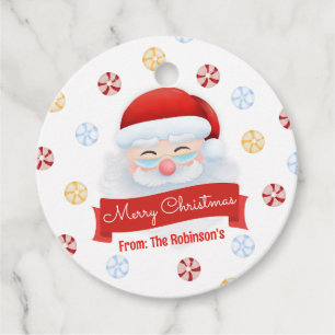 Étiquettes Cadeau Balises cadeau de Noël Cute Red Père Noël Personna