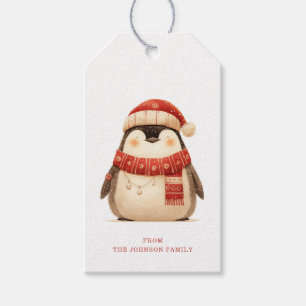 Étiquettes-cadeau Balises cadeau de pingouin de Noël