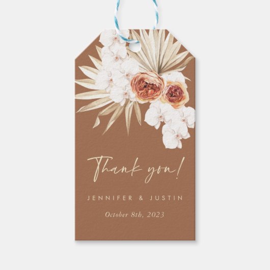 Étiquettes-cadeau Balises Cadeau Mariage Floral Boho (Devant)