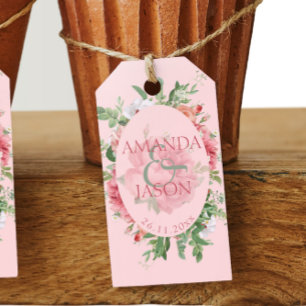 Étiquettes-cadeau Balises Cadeau Mariage Pretty Blush Rose