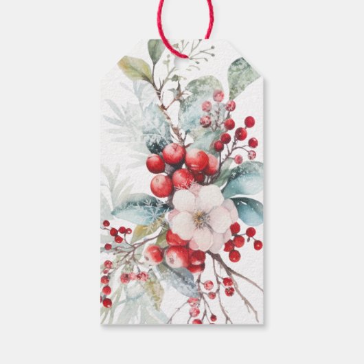 Étiquettes-cadeau Balises Cadeau Monogram Classic Holiday Berries (Dos)