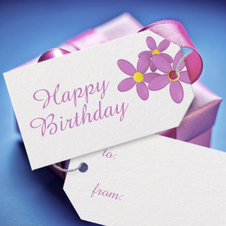 Étiquettes-cadeau Balises Cadeau pour anniversaire joyeux rose flora