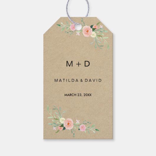 Étiquettes-cadeau Balises Cadeau Rustique Floral Boho Mariage (Devant)