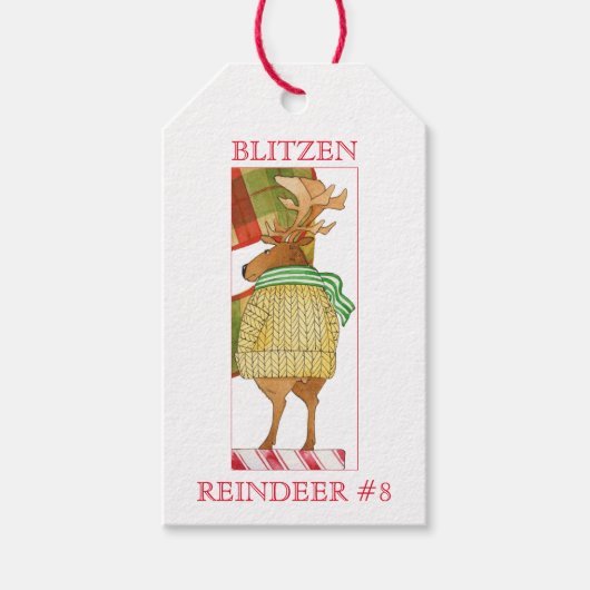 Étiquettes-cadeau Balises cadeaux BLITZEN REINDEER (Devant)