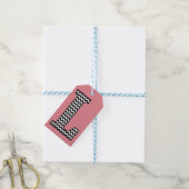 Étiquettes-cadeau Balises cadeaux Chevron L Monogram noir et blanc (Avec de laficelle)