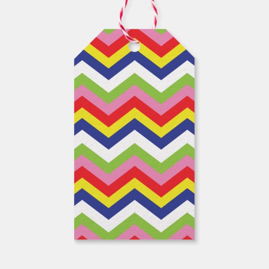 Étiquettes-cadeau Balises cadeaux Chevron multicolore (Dos)
