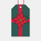 Étiquettes-cadeau Balises cadeaux classiques de Noël Poinsettia (Devant)