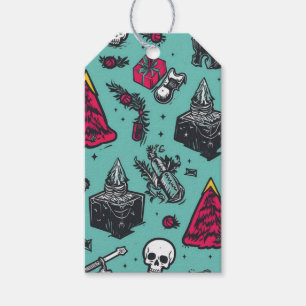 Étiquettes-cadeau Balises Cadeaux crâniens de Rockin (Vert/Noir)