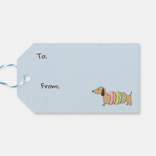 Étiquettes-cadeau Balises cadeaux Dachshund & Donuts Party (Dos Horizontal)