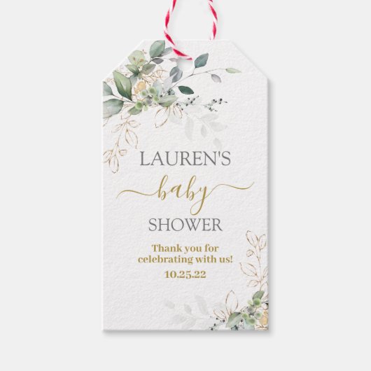 Étiquettes-cadeau Balises cadeaux de baby shower vert simple (Devant)