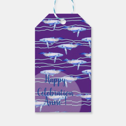 Étiquettes-cadeau Balises cadeaux de baleine bleue (Devant)