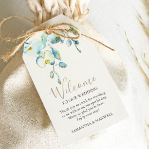 Étiquettes-cadeau Balises cadeaux de bienvenue à la flore beige