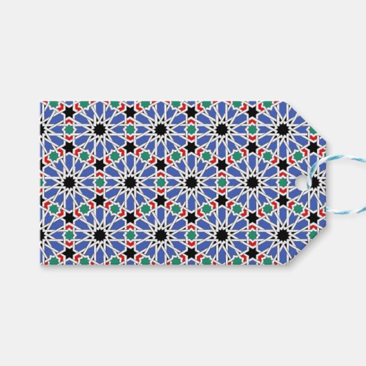 Étiquettes-cadeau Balises cadeaux de conception géométrique bleue (Devant (Horizontal))