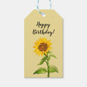 Étiquettes-cadeau Balises cadeaux de fleurs de soleil jaunes