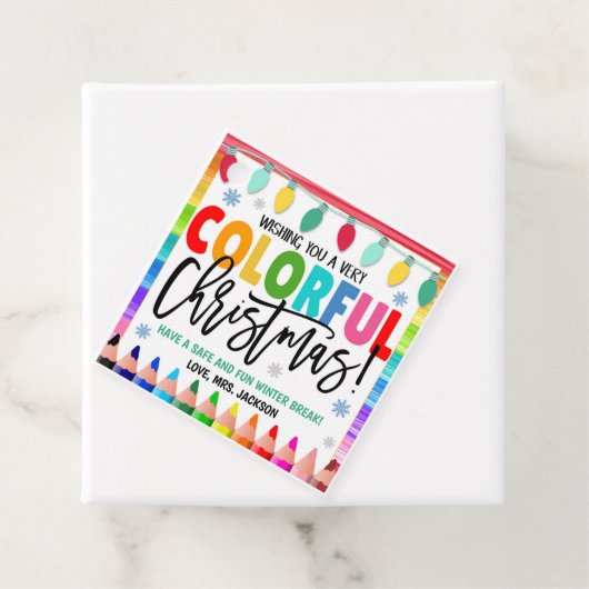 Étiquettes Cadeau Balises cadeaux de Noël colorées (En situation)