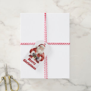 Étiquettes-cadeau Balises cadeaux de Noël de charme avec le Père Noë