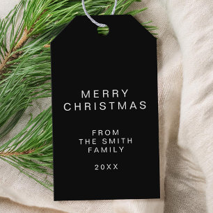 Étiquettes-cadeau Balises cadeaux de Noël minimaliste noir simple