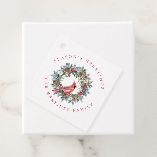 Étiquettes Cadeau Balises cadeaux du Cardinal Rouge Bonnes Fêtes de (En situation)
