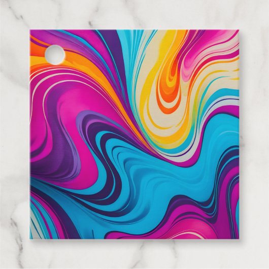 Étiquettes Cadeau Balises cadeaux en papier marbré coloré (Devant)