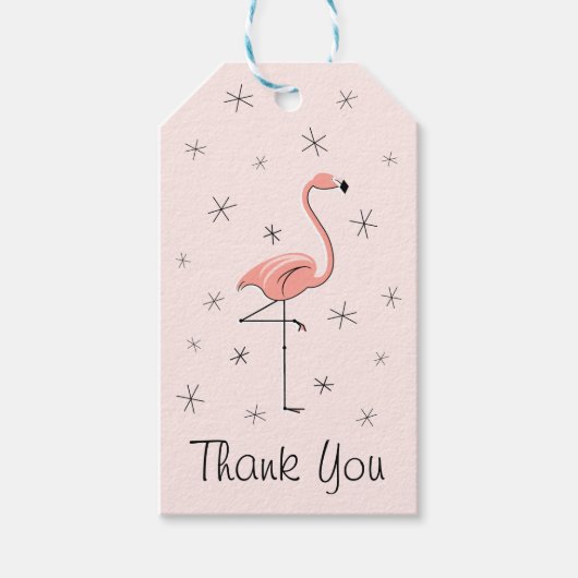 Étiquettes-cadeau Balises cadeaux Flamant rose Merci rose (Devant)