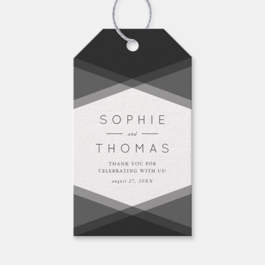 Étiquettes-cadeau Balises cadeaux géométriques et Mariages noirs en (Devant)