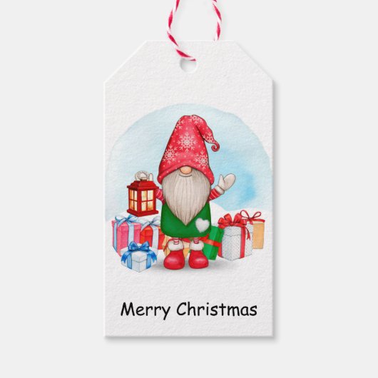 Étiquettes-cadeau Balises cadeaux Gnome de Noël (Devant)