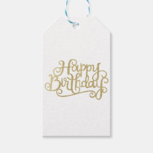 Étiquettes-cadeau Balises cadeaux Gold Happy Birthday