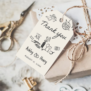 Étiquettes-cadeau Balises cadeaux Mariage Dessinées à la main