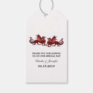Étiquettes-cadeau Balises cadeaux Mariage Red Elegant Dragons